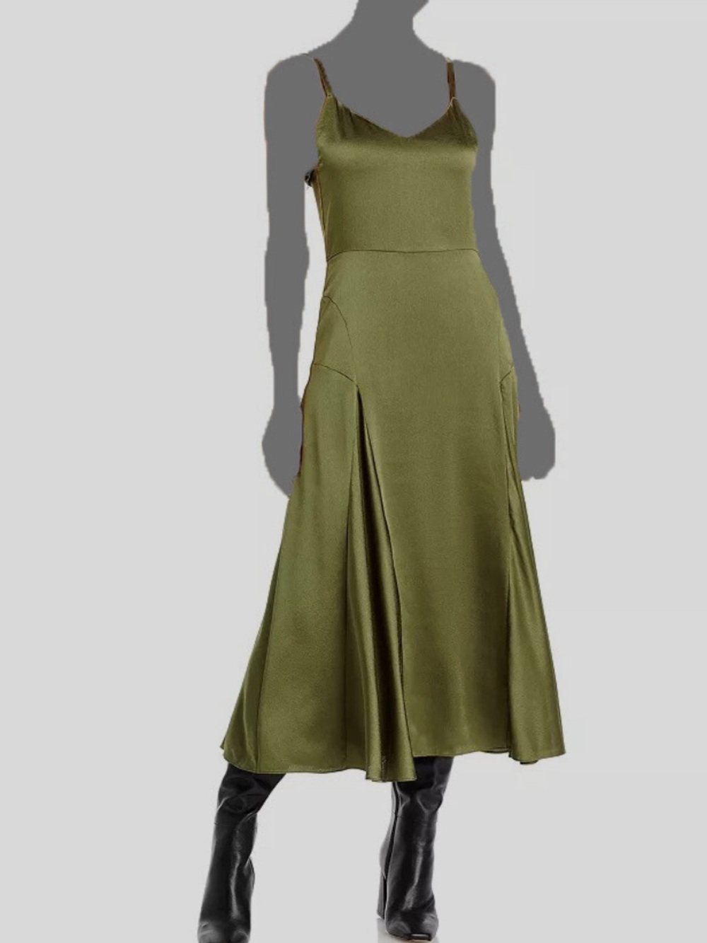 Vince Satin Paneled Bias V-Neck Slip Dress 8 NWT